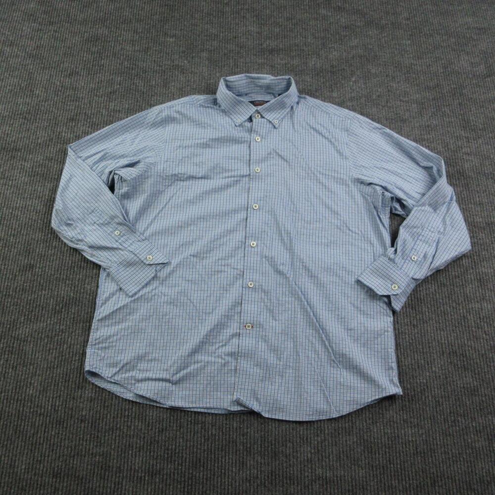 Cremieux Shirt Mens XL Blue Plaid Button Up Long Sleeve Performance Casual